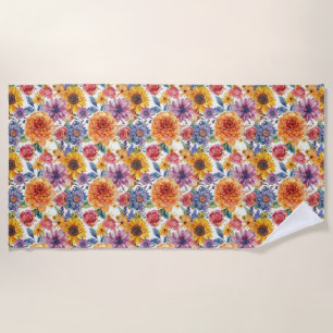 Birthday Gift Vibrant Floral Arrangement Beach Towel