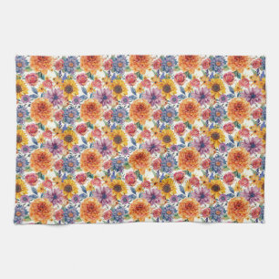 Birthday Gift Vibrant Floral Arrangement Kitchen Towel