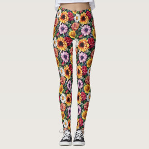 Birthday Gift   Vibrant Floral Arrangement Leggings