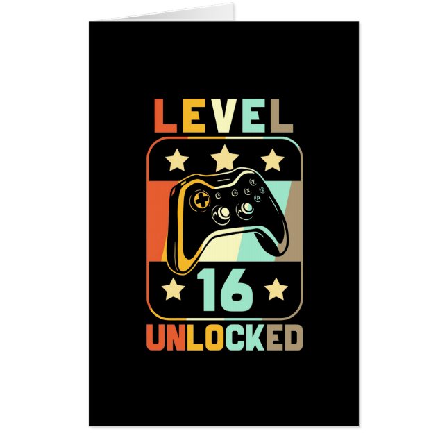 Birthday Gift | Vintage Level 16 Unlocked Card (Front)