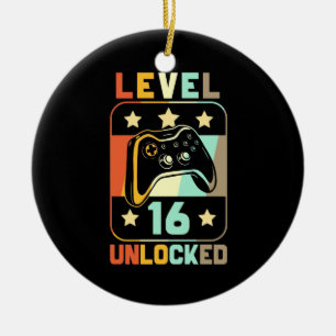 Birthday Gift Vintage Level 16 Unlocked Ceramic Ornament