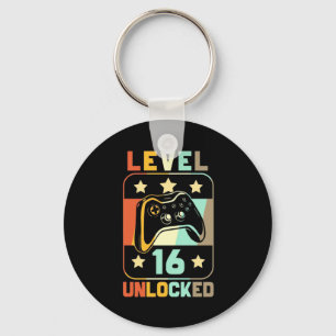 Birthday Gift   Vintage Level 16 Unlocked Keychain