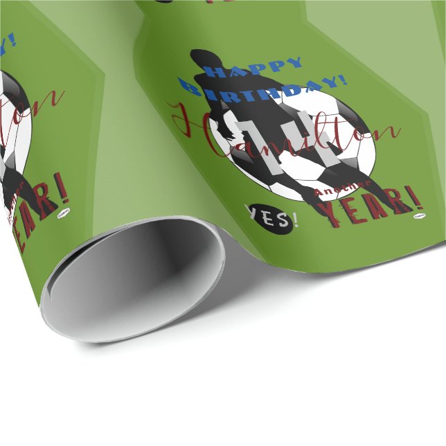 Birthday Gift Wrap with Soccer Theme HAMbyWG (Roll Corner)