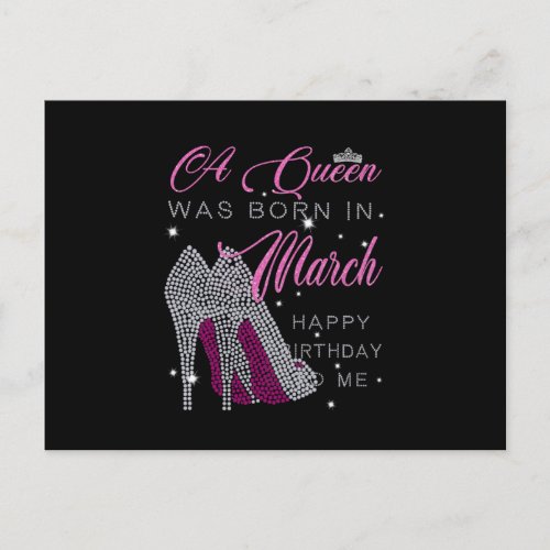 Birthday Gifts  A Queen Was Born In March Announcement Postcard