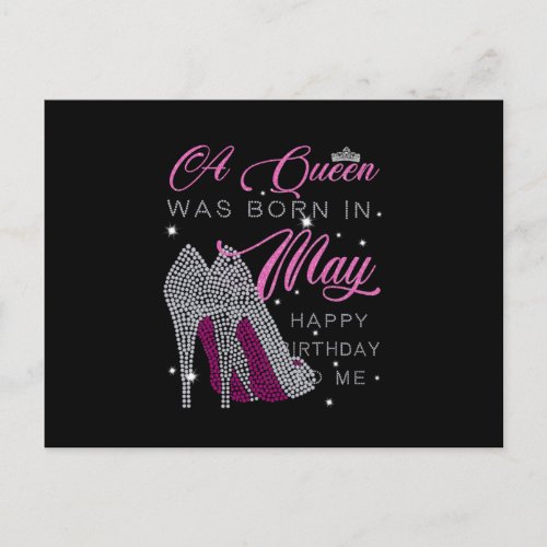 Birthday Gifts  A Queen Was Born In May Announcement Postcard