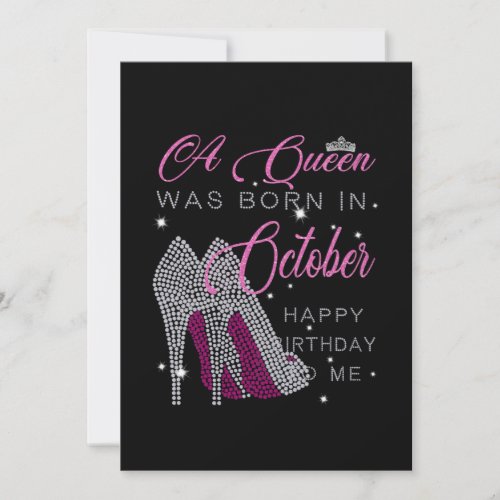 Birthday Gifts  A Queen Was Born In October Holiday Card