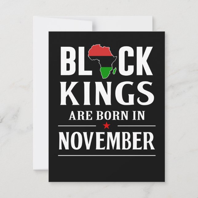 Birthday Gifts | Black Kings Are Born In November Note Card (Front)