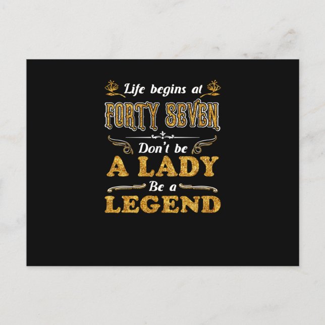 Birthday Gifts | Life Begins At Forty Seven Postcard (Front)