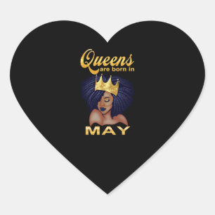 Birthday Gifts   Queens Are Born In May Heart Sticker
