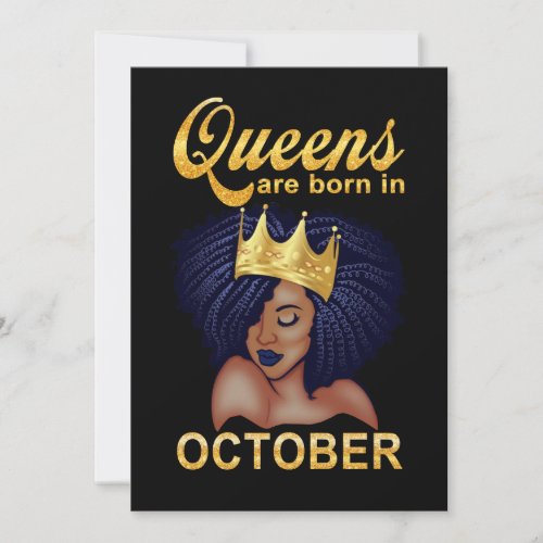 Birthday Gifts  Queens Are Born In October Holiday Card
