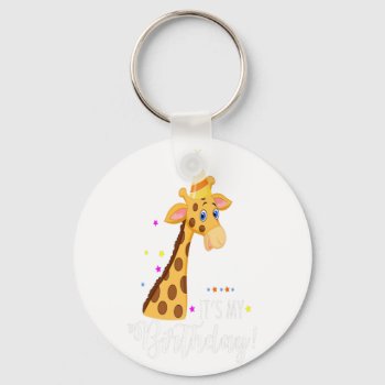 Birthday Giraffe Cute Square Keychain by Mallory_Gift at Zazzle