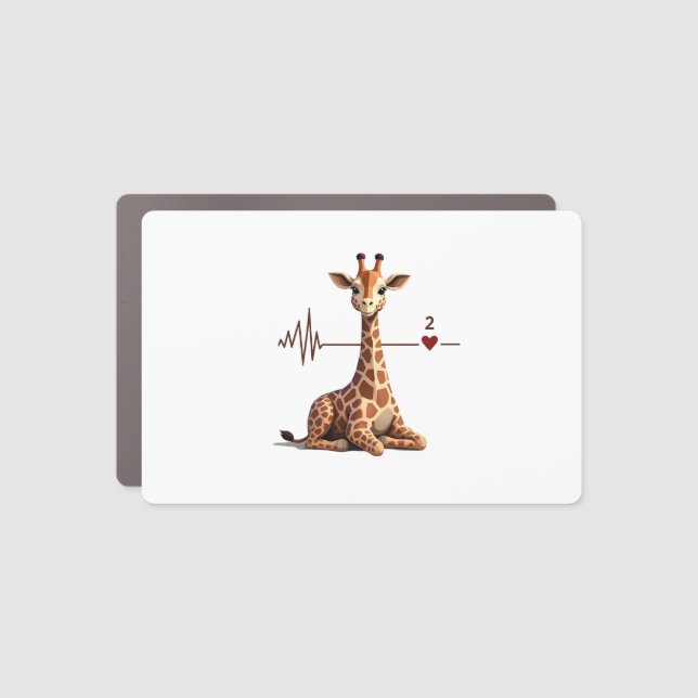 Birthday Giraffe Heartbeat Shirt for Woman Man Kid Car Magnet (Front)