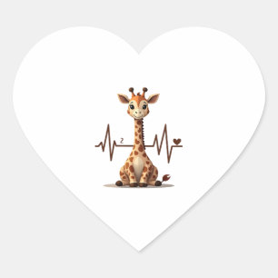 Birthday Giraffe Heartbeat Shirt for Woman Man Kid Heart Sticker