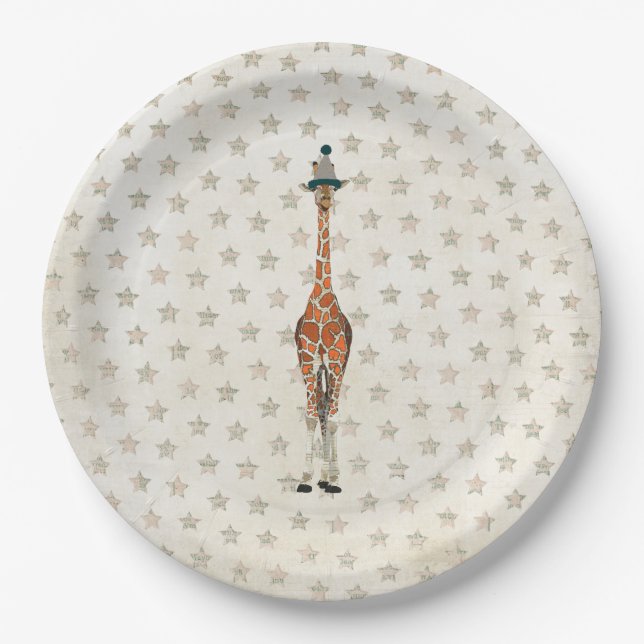 BIRTHDAY GIRAFFE PAPER PLATES (Front)
