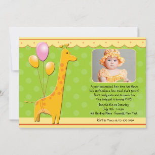 Birthday Giraffe Photo Invitation