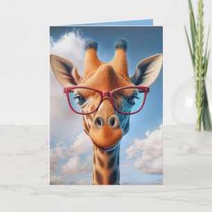 Birthday Giraffe With Red Glasses Card