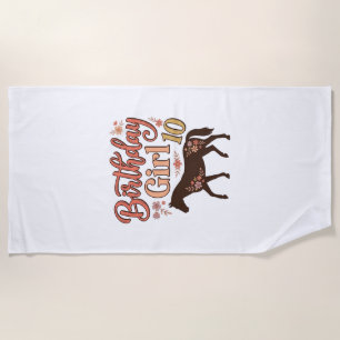 Birthday Girl 10 Horse Floral Vector Design_1 Beach Towel