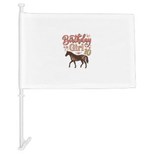 Birthday Girl 10 Horse Floral Vector Design_1 Car Flag