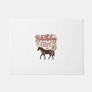Birthday Girl 10 Horse Floral Vector Design_1 Doormat
