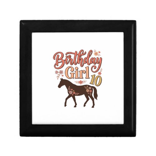 Birthday Girl 10 Horse Floral Vector Design_1 Gift Box