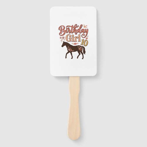 Birthday Girl 10 Horse Floral Vector Design_1 Hand Fan