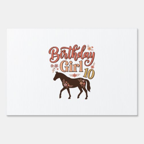 Birthday Girl 10 Horse Floral Vector Design_1 Sign