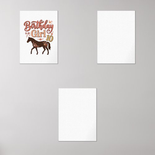 Birthday Girl 10 Horse Floral Vector Design_1 Wall Art Sets