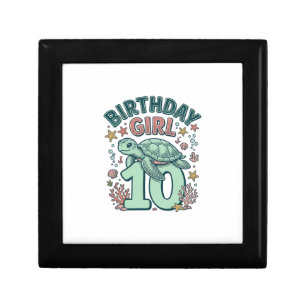 Birthday Girl 10 Sea Turtle Vintage Engraving Desi Gift Box