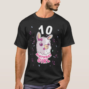 Birthday Girl 10 Years Old Cute Llama Matching Fam T-Shirt