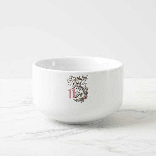 Birthday Girl 11 Horse Floral Vintage Shirt Design Soup Mug
