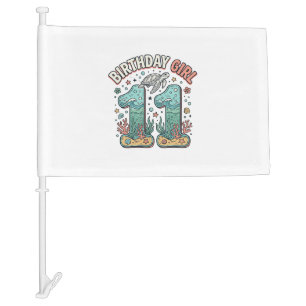 Birthday Girl 11 Sea Turtle Ocean Party Design_1 Car Flag