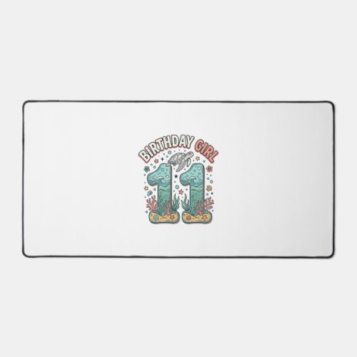 Birthday Girl 11 Sea Turtle Ocean Party Design_1 Desk Mat