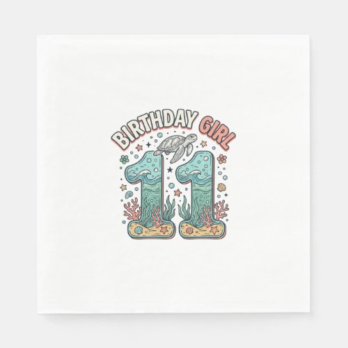 Birthday Girl 11 Sea Turtle Ocean Party Design_1 Napkins