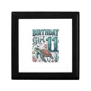Birthday Girl 11 Sea Turtle Vintage Engraving Desi Gift Box