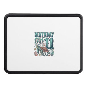 Birthday Girl 11 Sea Turtle Vintage Engraving Desi Hitch Cover