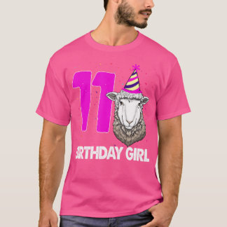 Birthday Girl 11 Sheep Funny Women Sheep Party T-Shirt