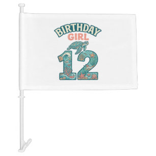 Birthday Girl 12 Sea Turtle Ocean Vintage Shirt De Car Flag