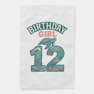 Birthday Girl 12 Sea Turtle Ocean Vintage Shirt De Garden Flag