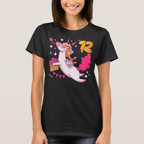 Birthday girl 12 years old Unicorn Pop It Numbe T_Shirt