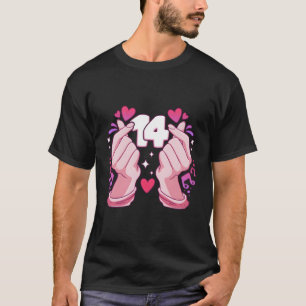 Birthday Girl 14 Years Old K-Pop Heart Saranghae T-Shirt