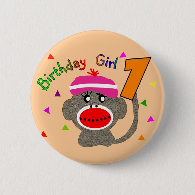 Birthday Girl "1" year old Pinback Button (Front)