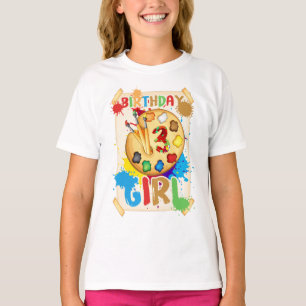 Birthday Girl 3 Year Old Art Painting Party T-Shirt