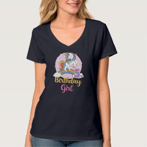 Birthday Girl 5th Unicorn Rainbow T_Shirt