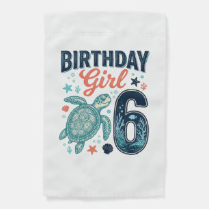 Birthday Girl 6 Sea Turtle Vector Design_1 Garden Flag