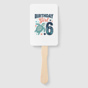 Birthday Girl 6 Sea Turtle Vector Design_1 Hand Fan