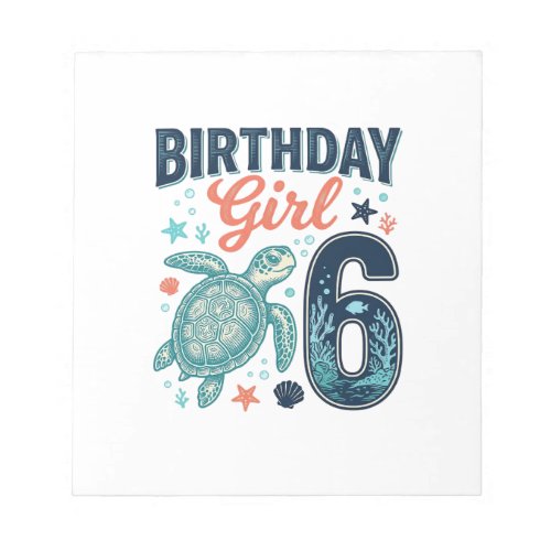 Birthday Girl 6 Sea Turtle Vector Design_1 Notepad