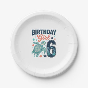 Birthday Girl 6 Sea Turtle Vector Design_1 Paper Plates