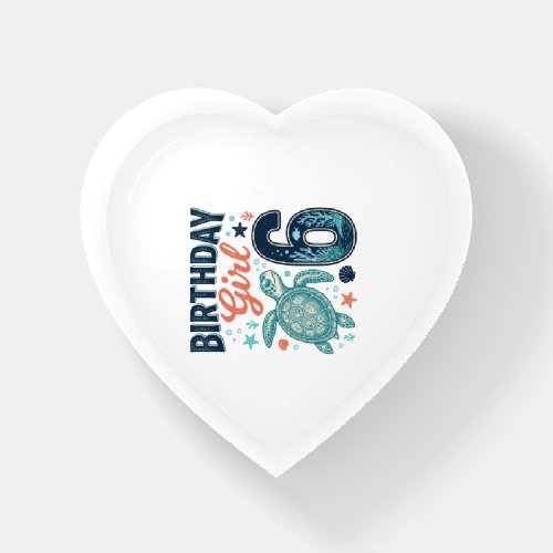 Birthday Girl 6 Sea Turtle Vector Design_1 Paperweight