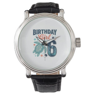 Birthday Girl 6 Sea Turtle Vector Design_1 Watch