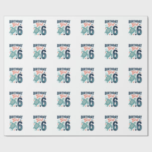 Birthday Girl 6 Sea Turtle Vector Design_1 Wrapping Paper